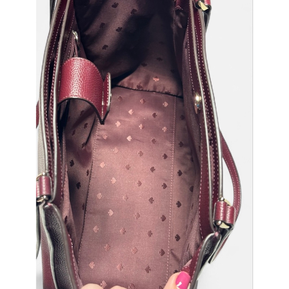 Kate Spade Brim Pebbled Leather Laptop Tote with Detachable Sleeve in "Berry" - Picture 5 of 12